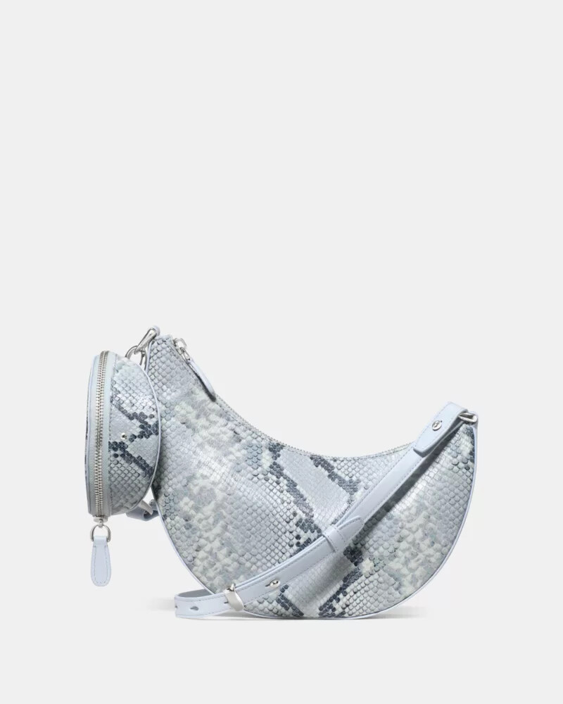 duo snake embossed crossbody bag pale sapphirine