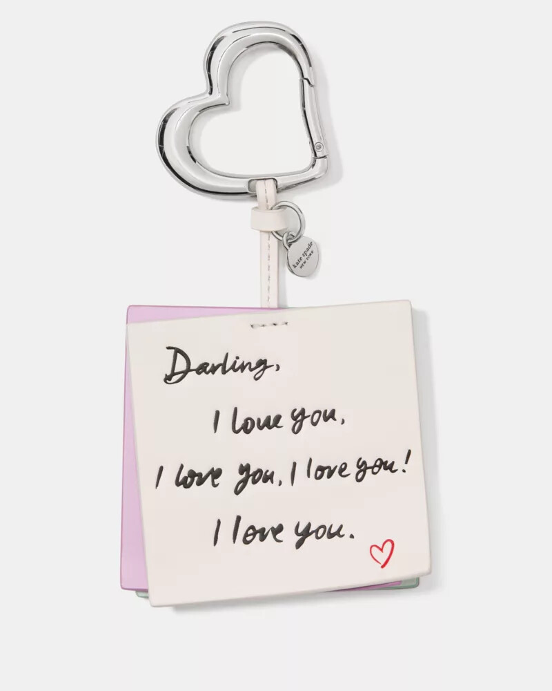 charmed love notes bag charm cream multi