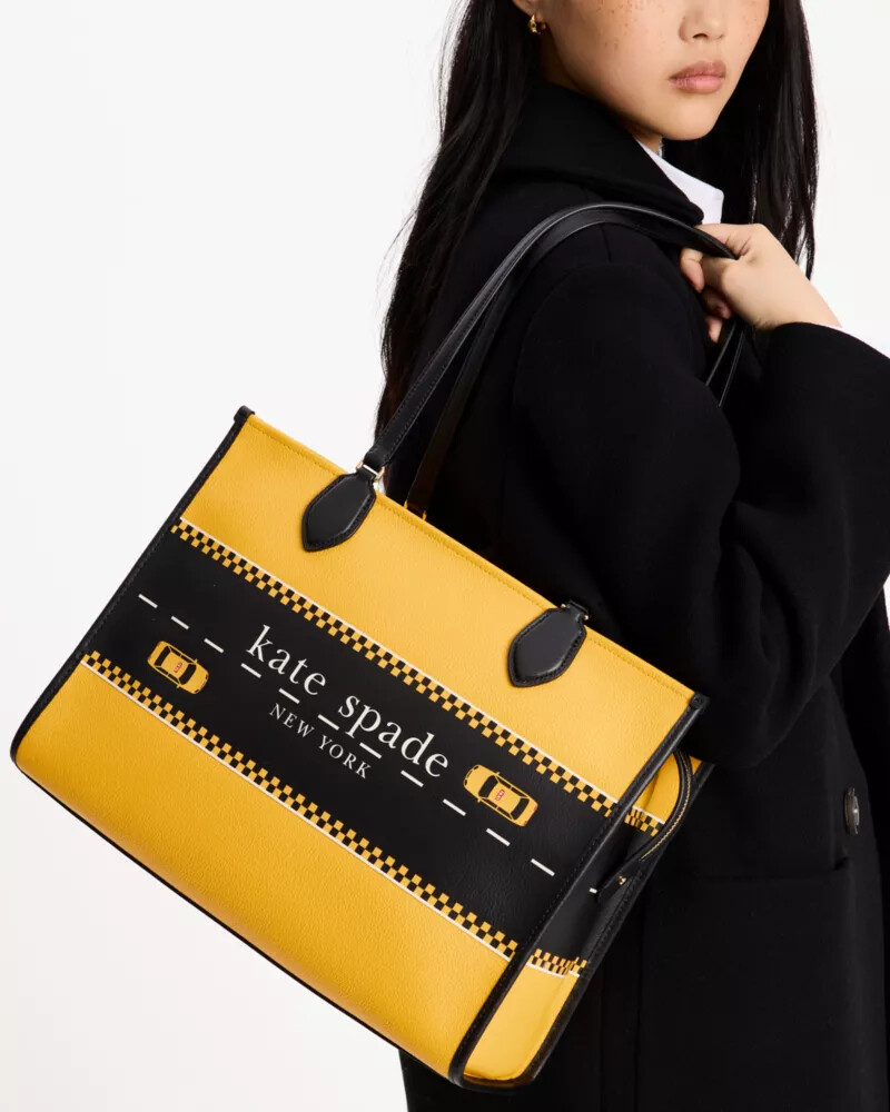 manhattan taxi large market tote yellow multi