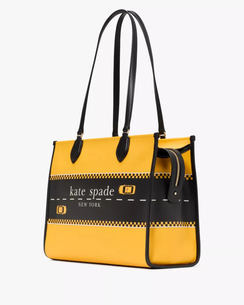 manhattan taxi large market tote yellow multi