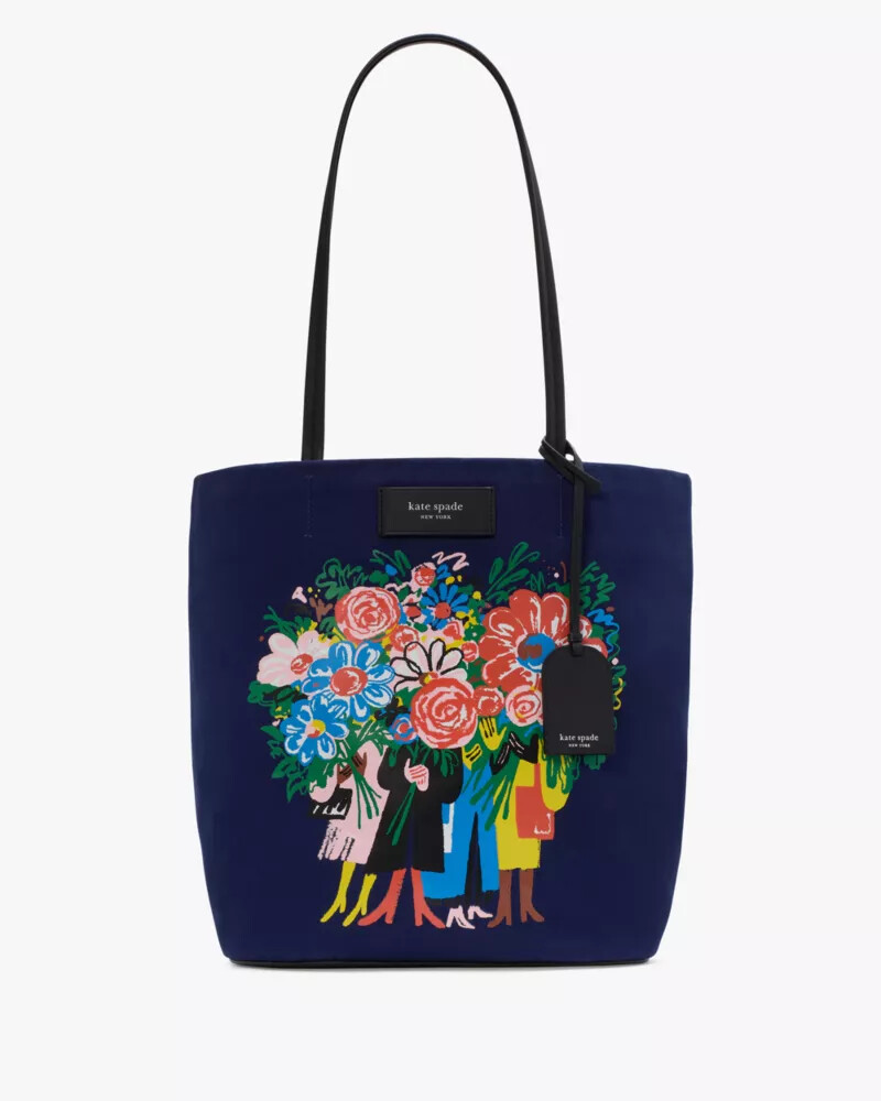 on purpose bouquet canvas large tote deep lake multi