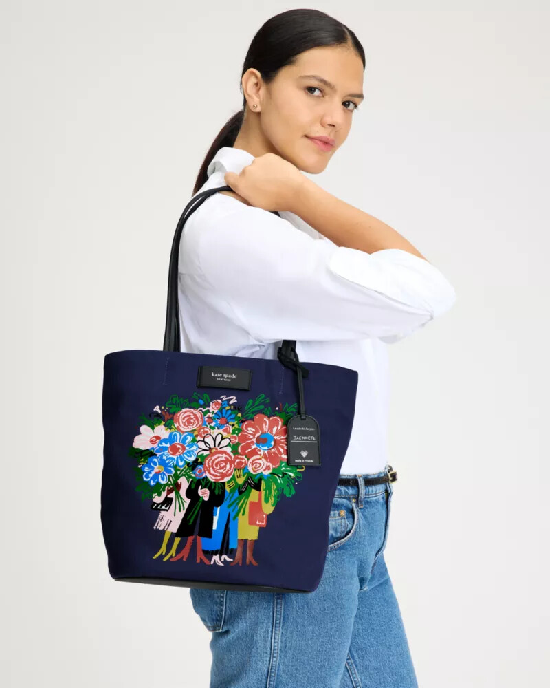 on purpose bouquet canvas large tote deep lake multi