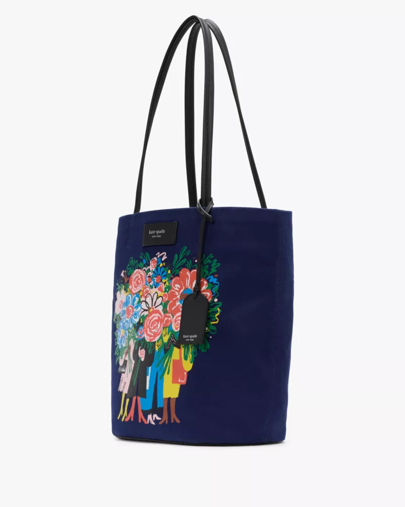 on purpose bouquet canvas large tote deep lake multi