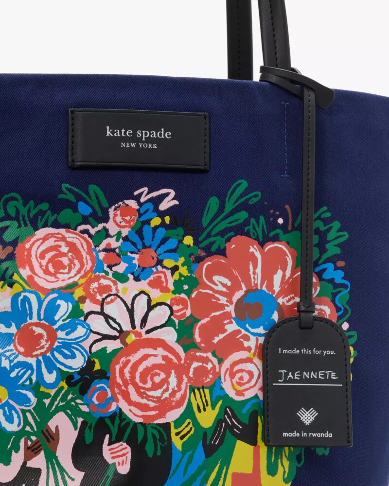 on purpose bouquet canvas large tote deep lake multi