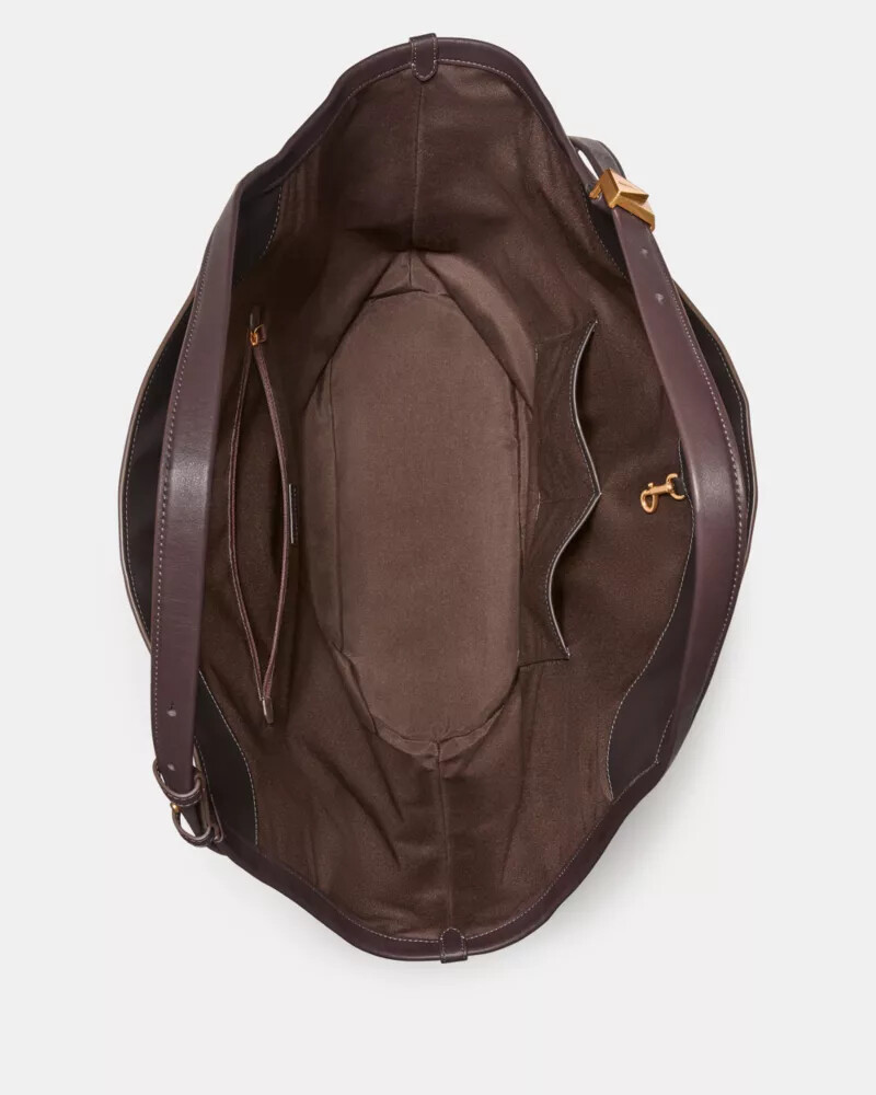 deco suede large tulip tote hot fudge