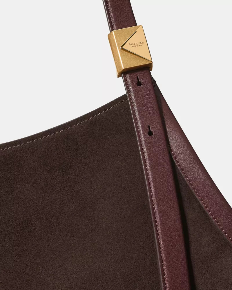 deco suede large tulip tote hot fudge