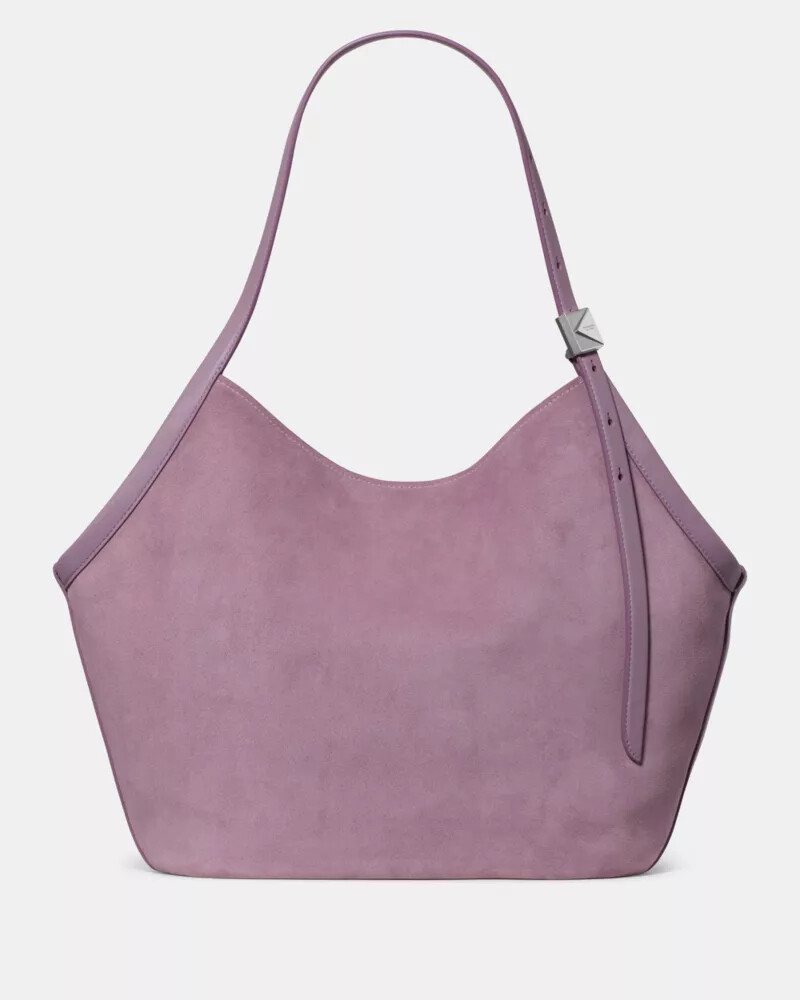 deco suede tulip tote market purple