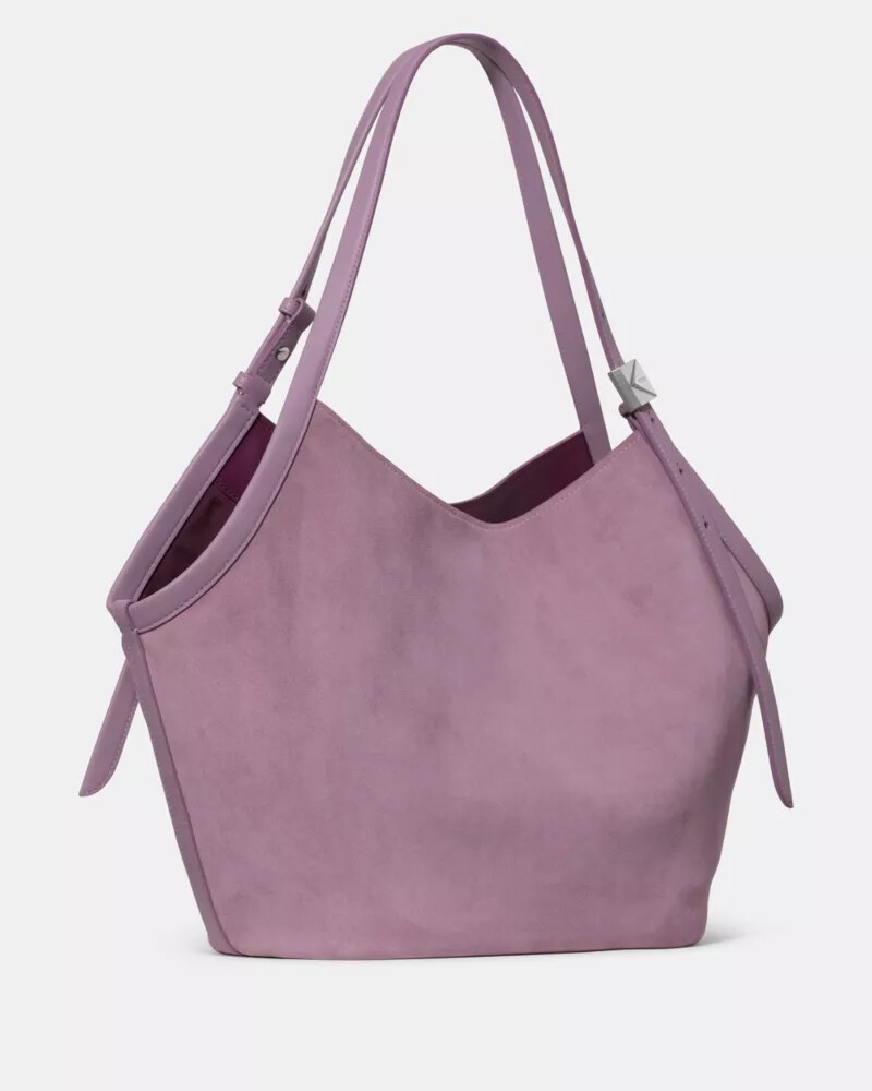 deco suede tulip tote market purple