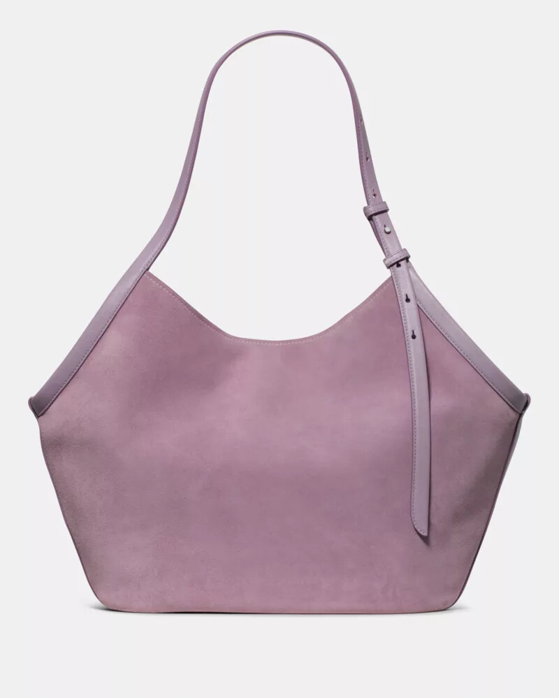 deco suede tulip tote market purple