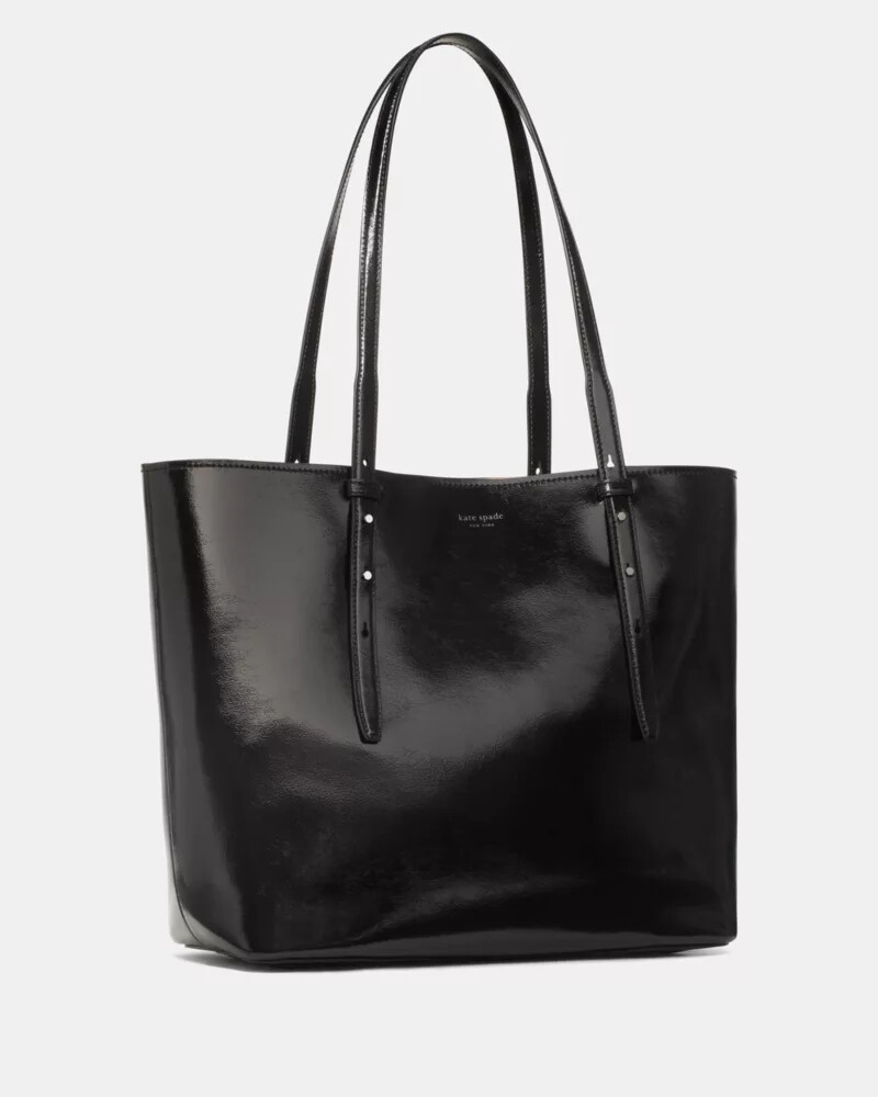 do it all patent tote bag black
