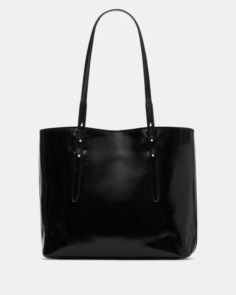 do it all patent tote bag black