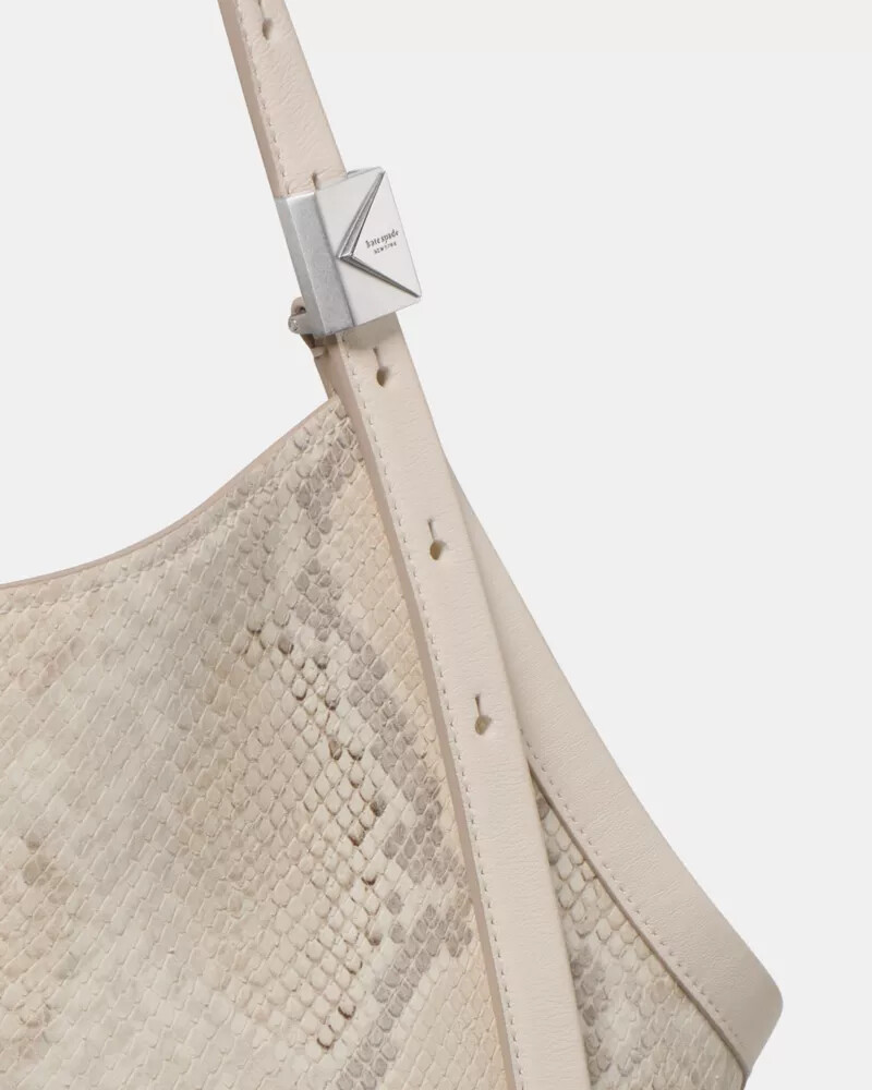 deco snake embossed tulip tote bag neutral multi
