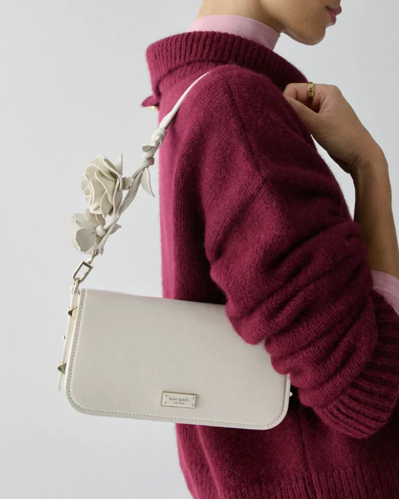 liv crinkle patent shoulder bag cashew milk