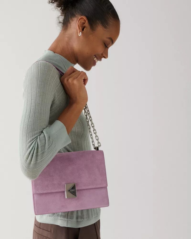 deco suede chain shoulder bag market purple