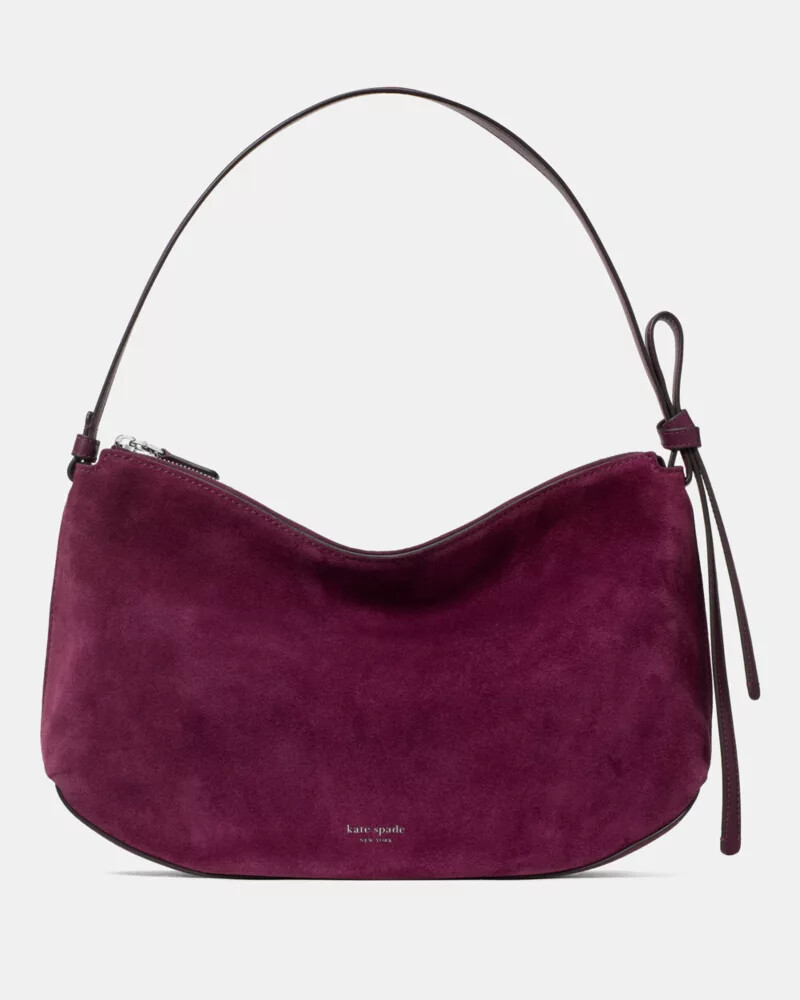 loop suede large shoulder bag purple agate