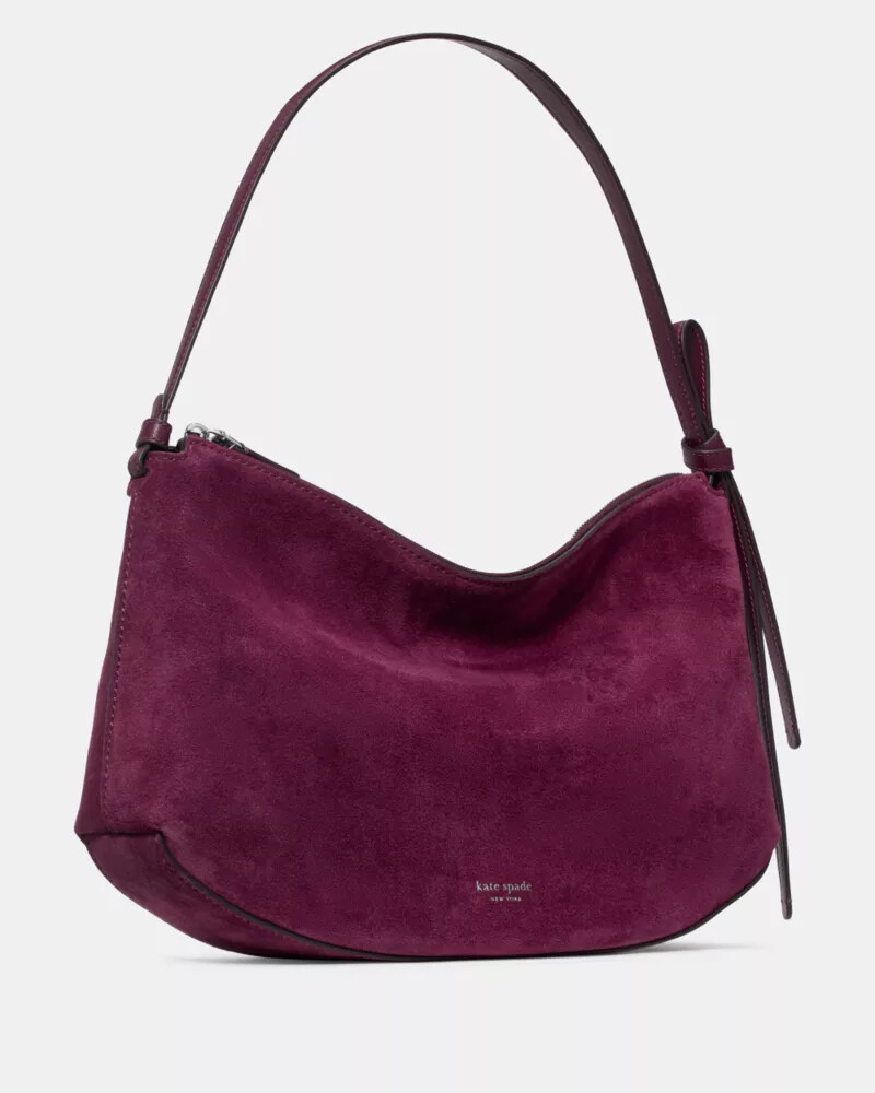 loop suede large shoulder bag purple agate