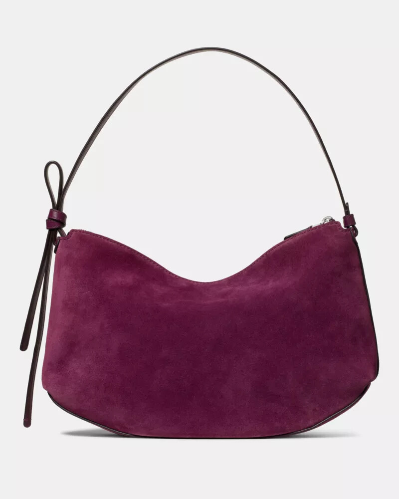 loop suede large shoulder bag purple agate