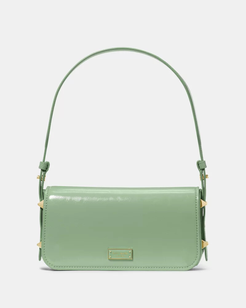 liv crinkle patent shoulder bag crisp sage