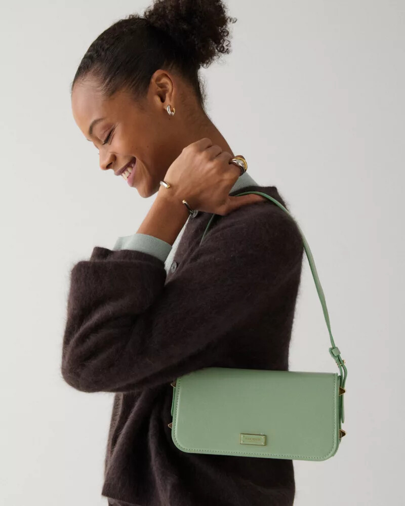 liv crinkle patent shoulder bag crisp sage