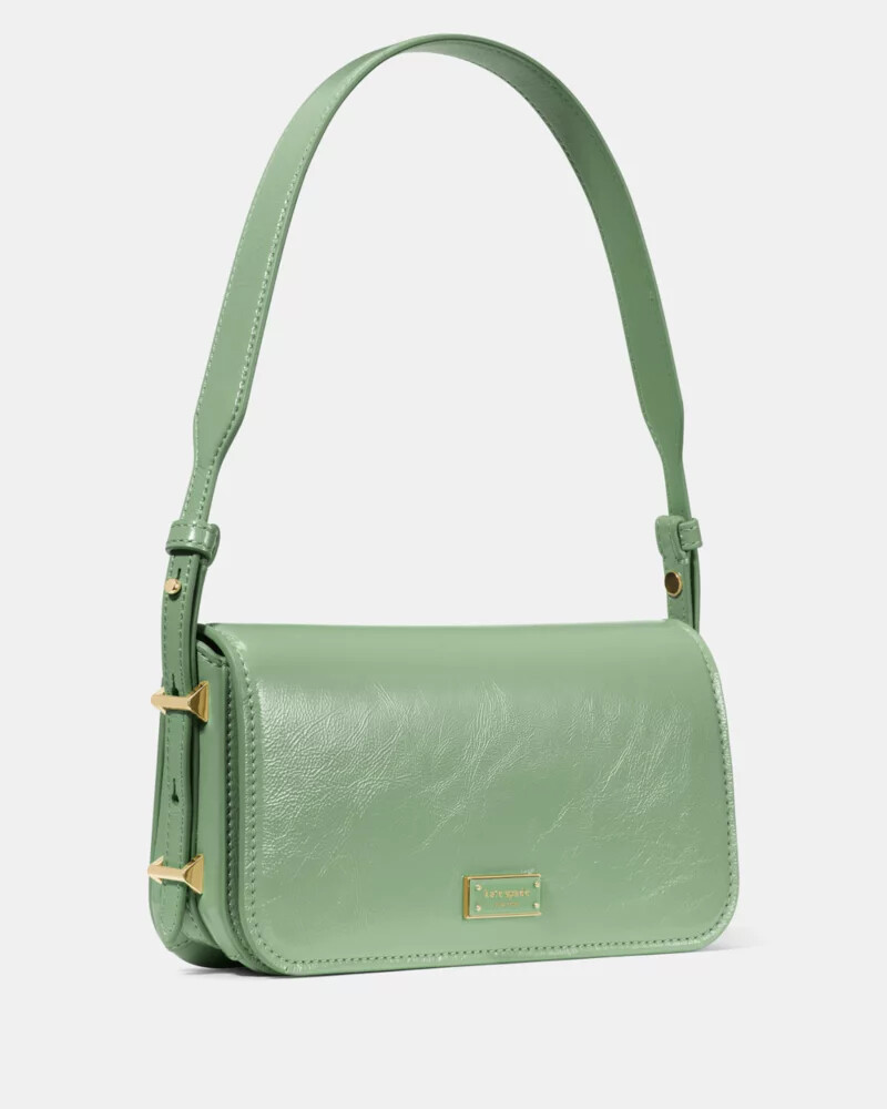 liv crinkle patent shoulder bag crisp sage
