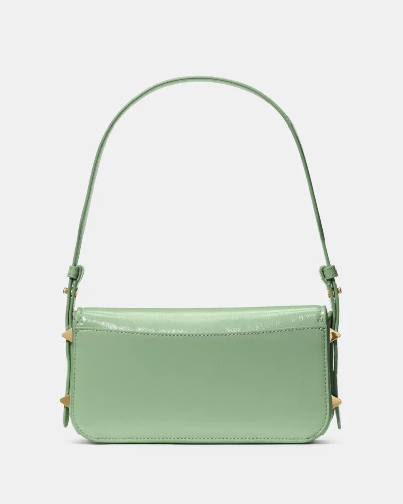 liv crinkle patent shoulder bag crisp sage