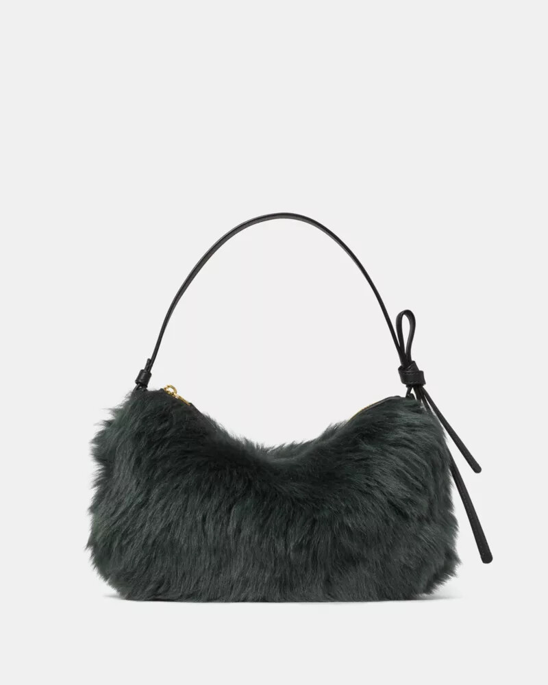 loop shearling shoulder bag deep evergreen