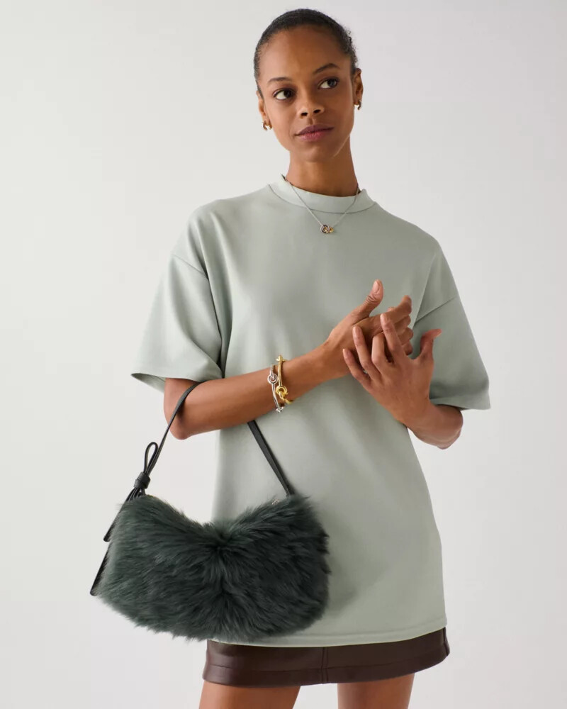 loop shearling shoulder bag deep evergreen