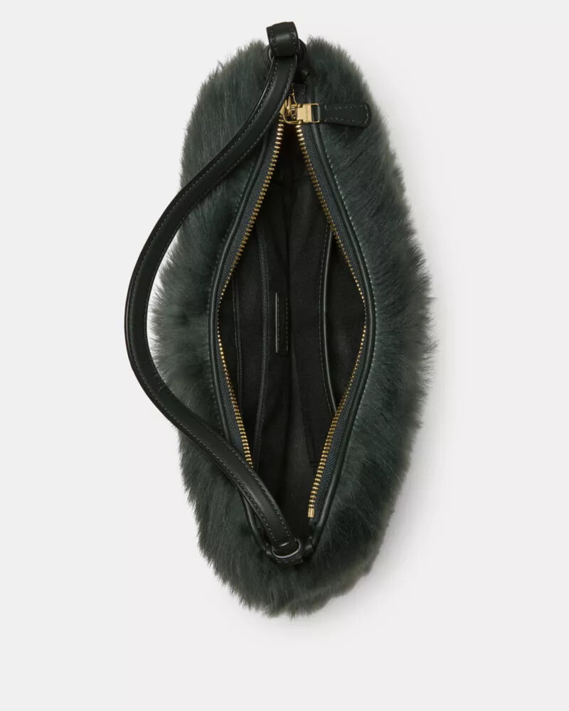 loop shearling shoulder bag deep evergreen