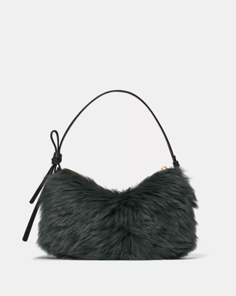 loop shearling shoulder bag deep evergreen