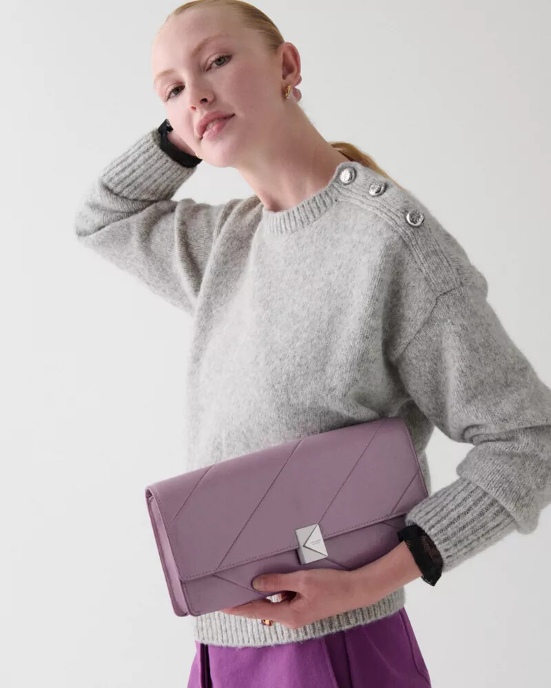deco glazed leather soft shoulder bag market purple