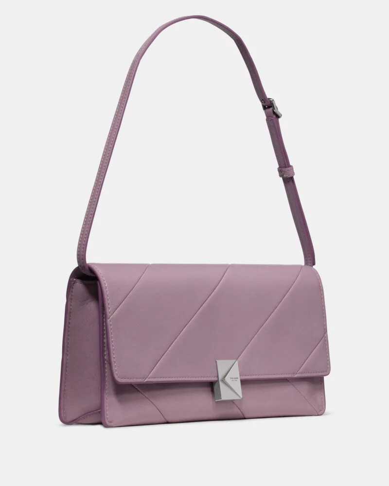 deco glazed leather soft shoulder bag market purple