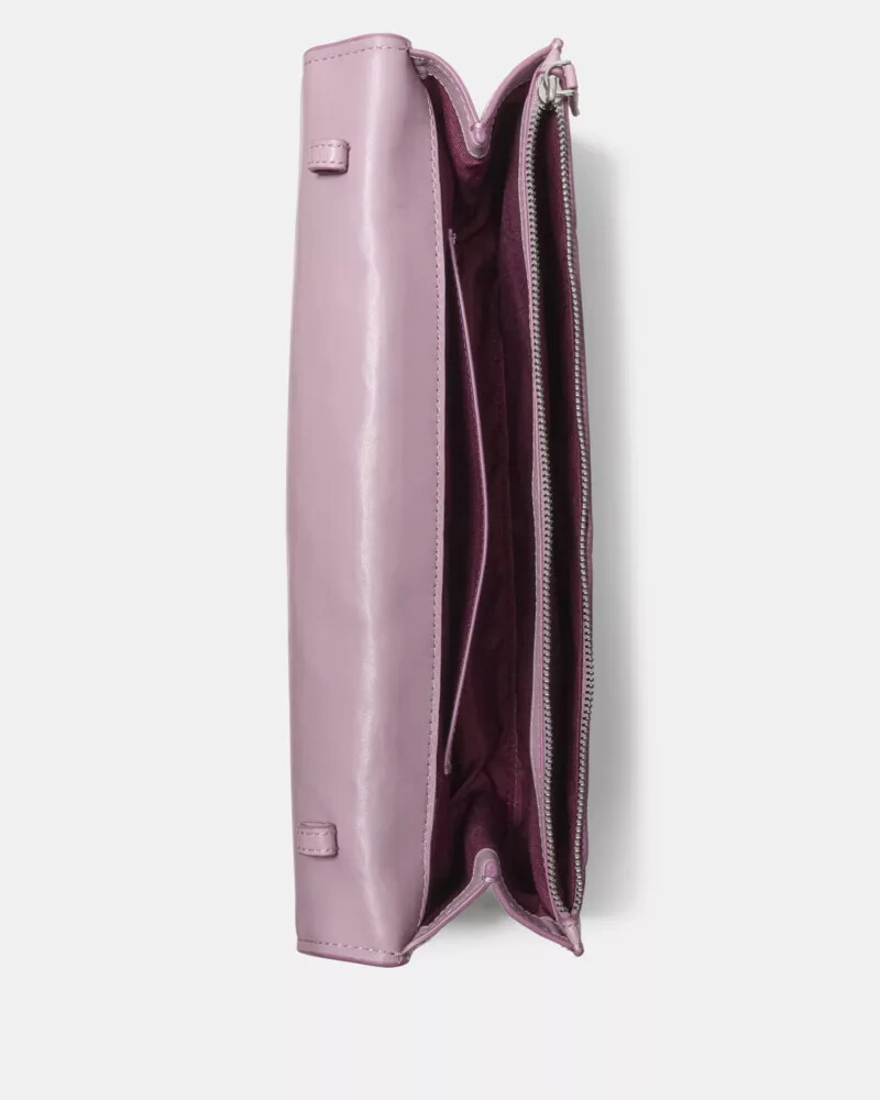deco glazed leather soft shoulder bag market purple