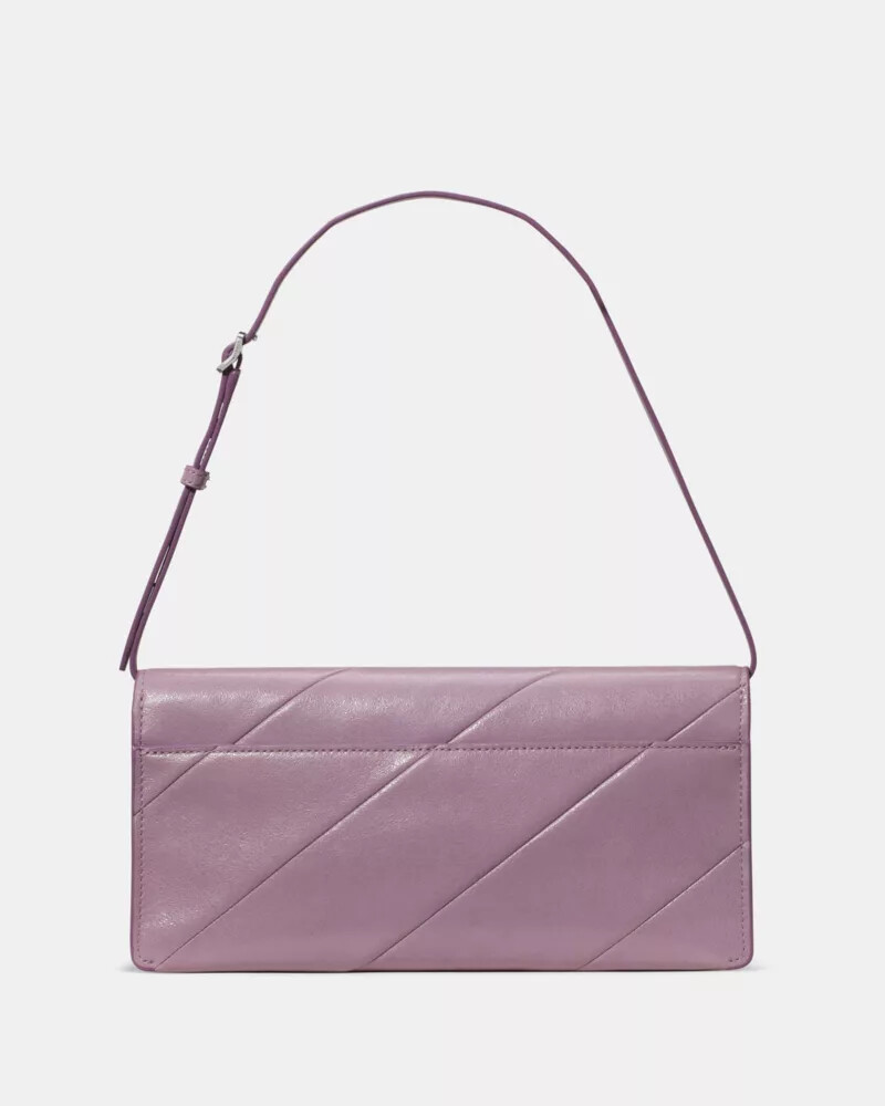 deco glazed leather soft shoulder bag market purple