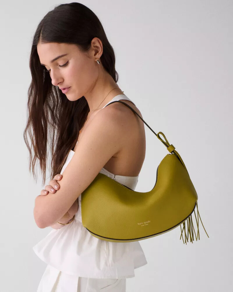 loop fringe strap shoulder bag laurel leaf