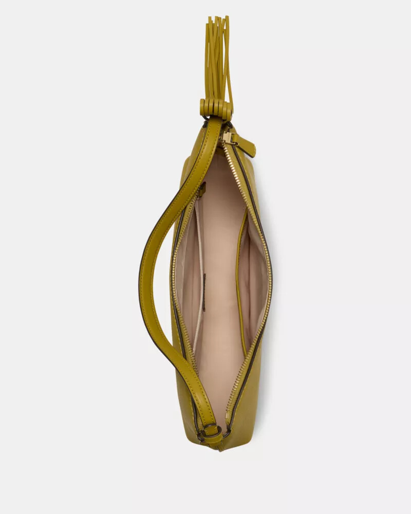 loop fringe strap shoulder bag laurel leaf