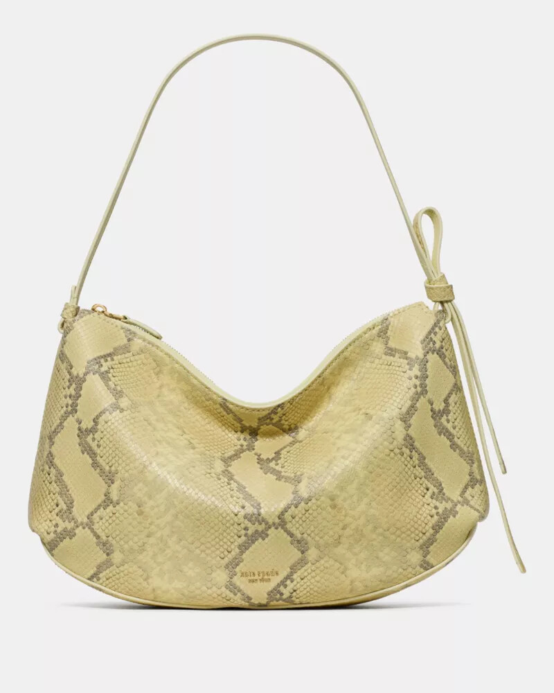 loop snake embossed large shoulder bag pale citron