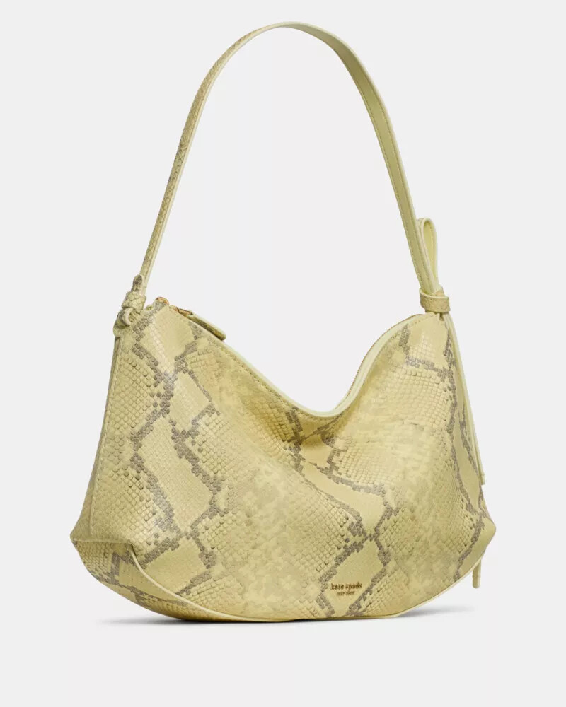 loop snake embossed large shoulder bag pale citron