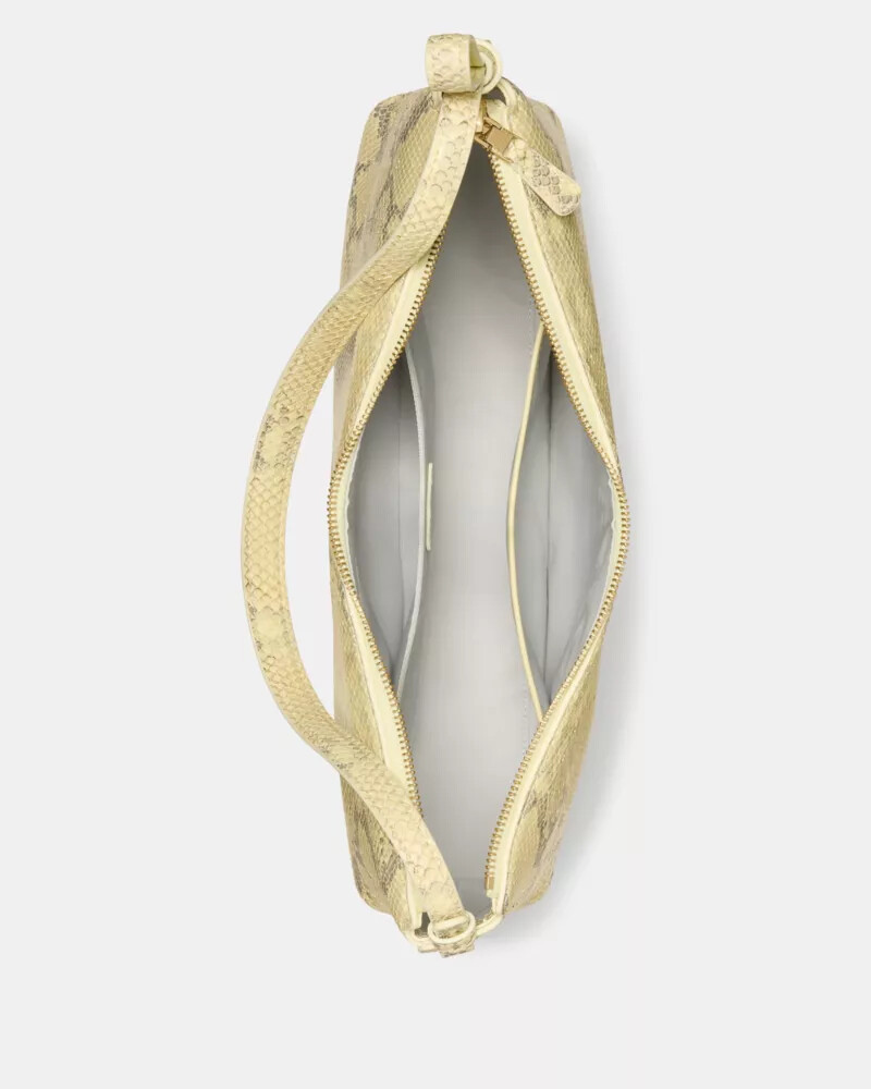loop snake embossed large shoulder bag pale citron