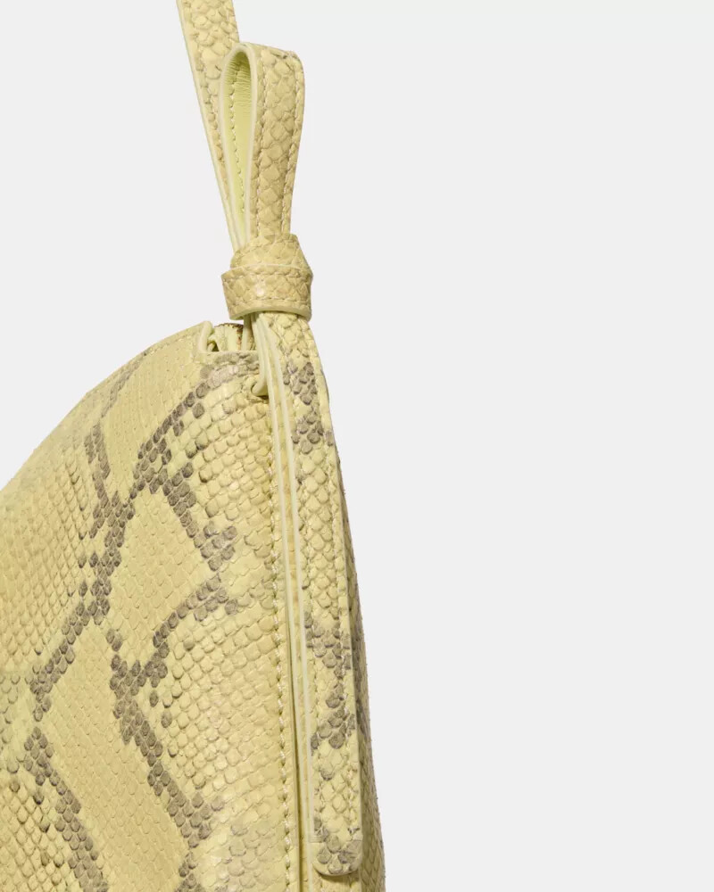 loop snake embossed large shoulder bag pale citron