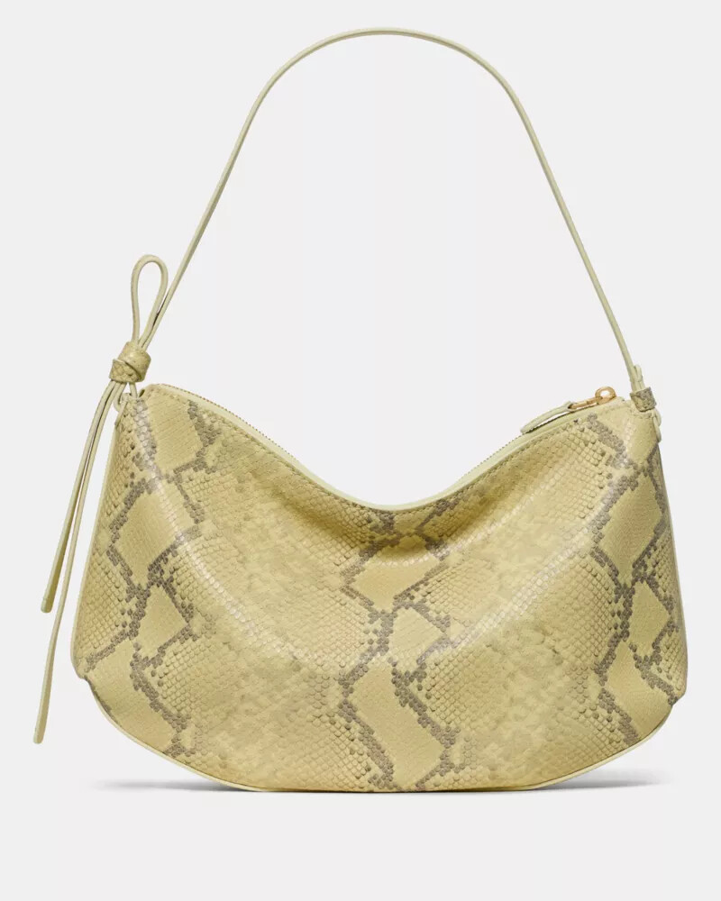loop snake embossed large shoulder bag pale citron