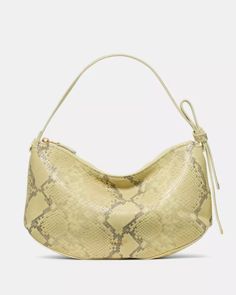 loop snake embossed shoulder bag pale citron
