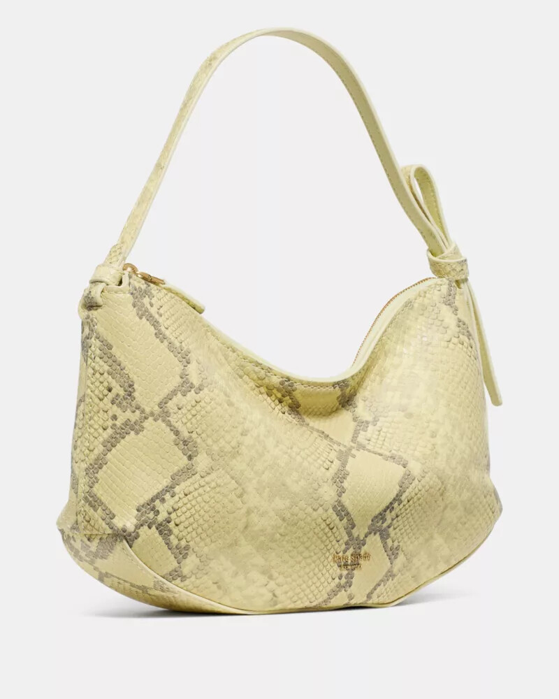 loop snake embossed shoulder bag pale citron