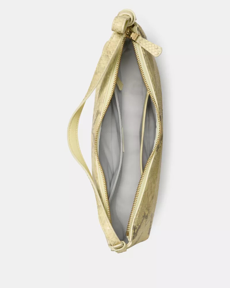 loop snake embossed shoulder bag pale citron