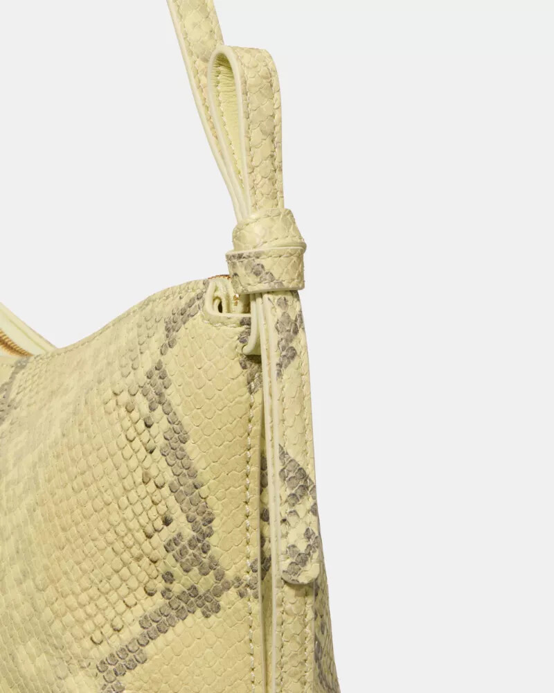 loop snake embossed shoulder bag pale citron