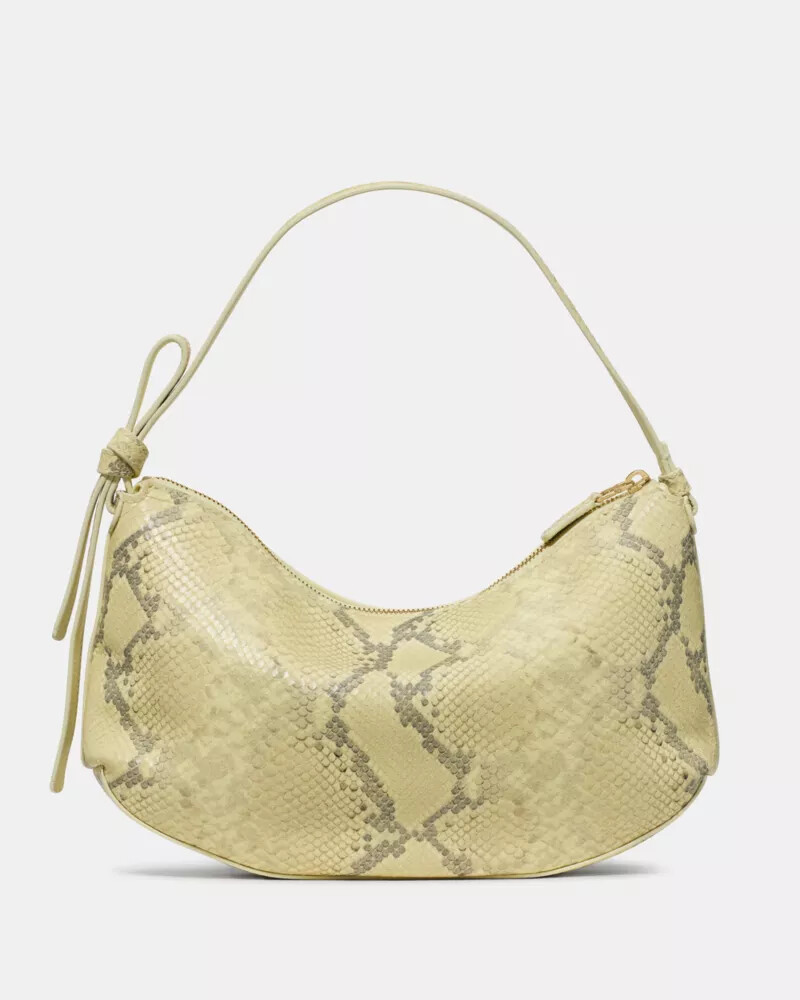 loop snake embossed shoulder bag pale citron