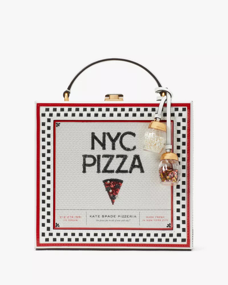 slice 3d pizza box top-handle bag multi
