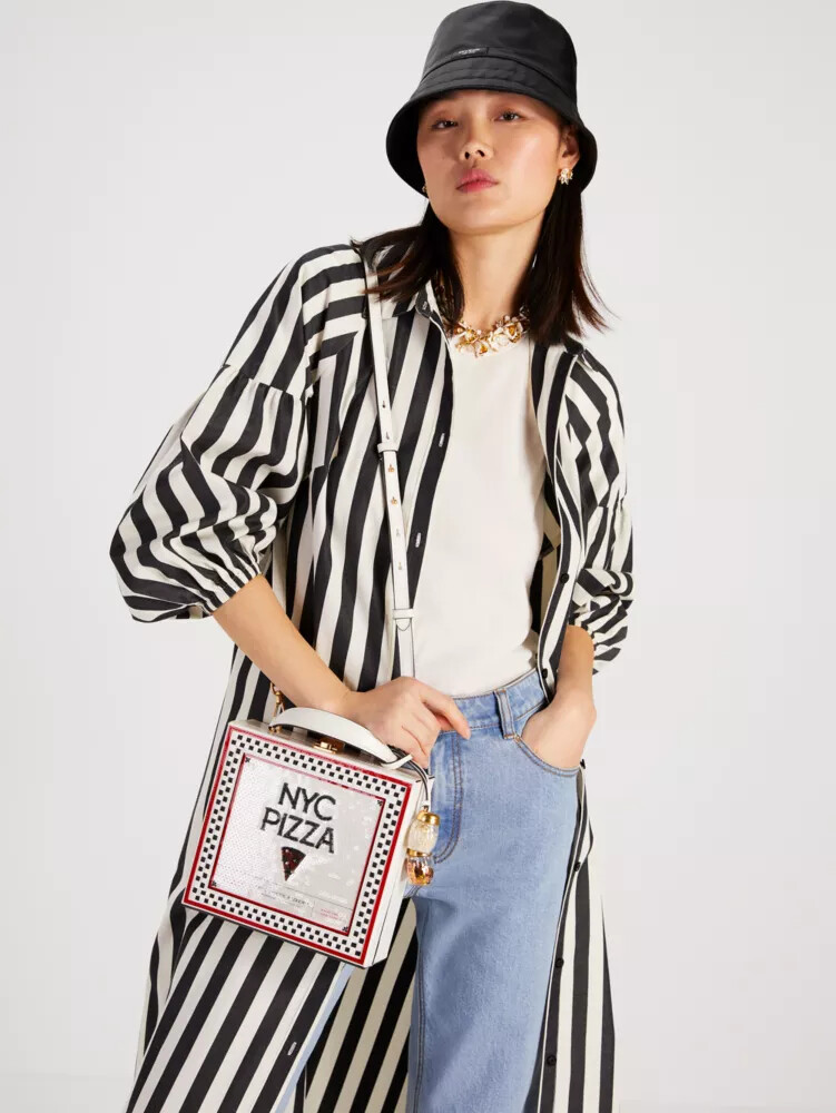 slice 3d pizza box top-handle bag multi