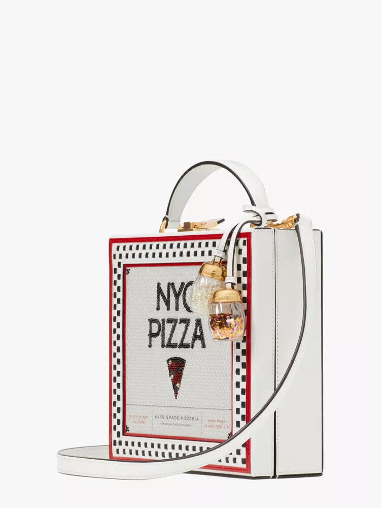 slice 3d pizza box top-handle bag multi