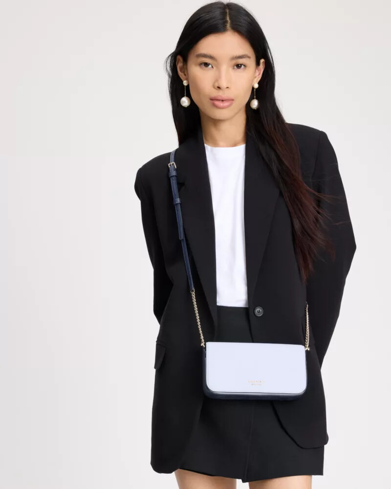 devin colorblocked flap chain wallet pale sapphirine multi