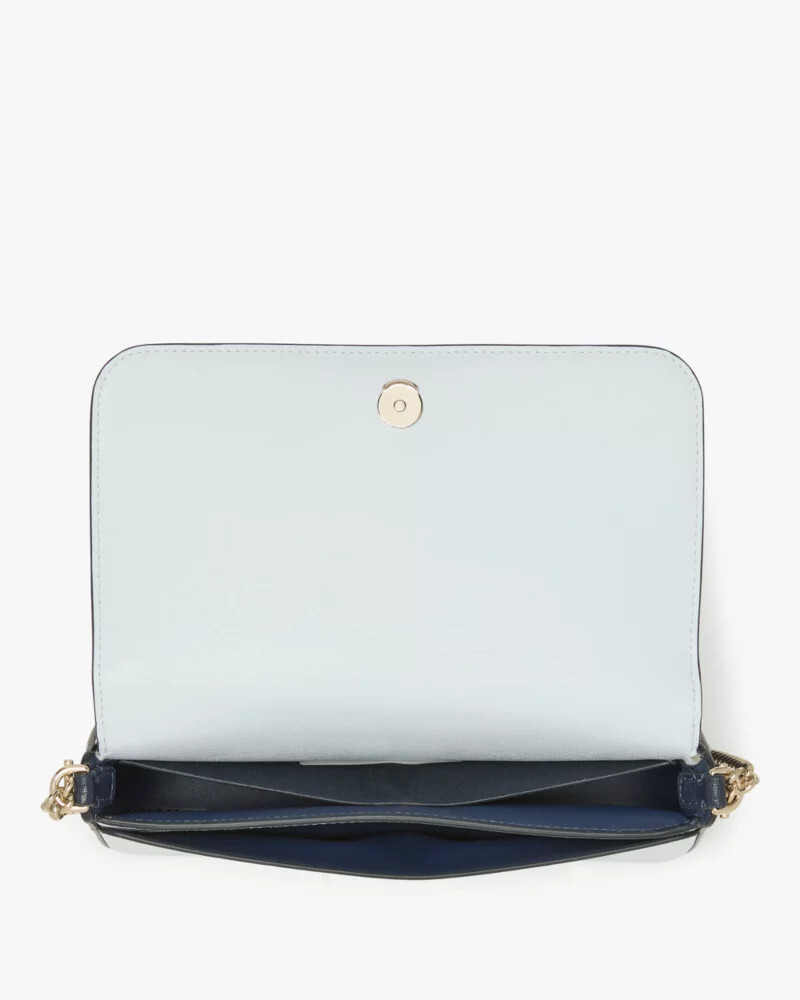 devin colorblocked flap chain wallet pale sapphirine multi